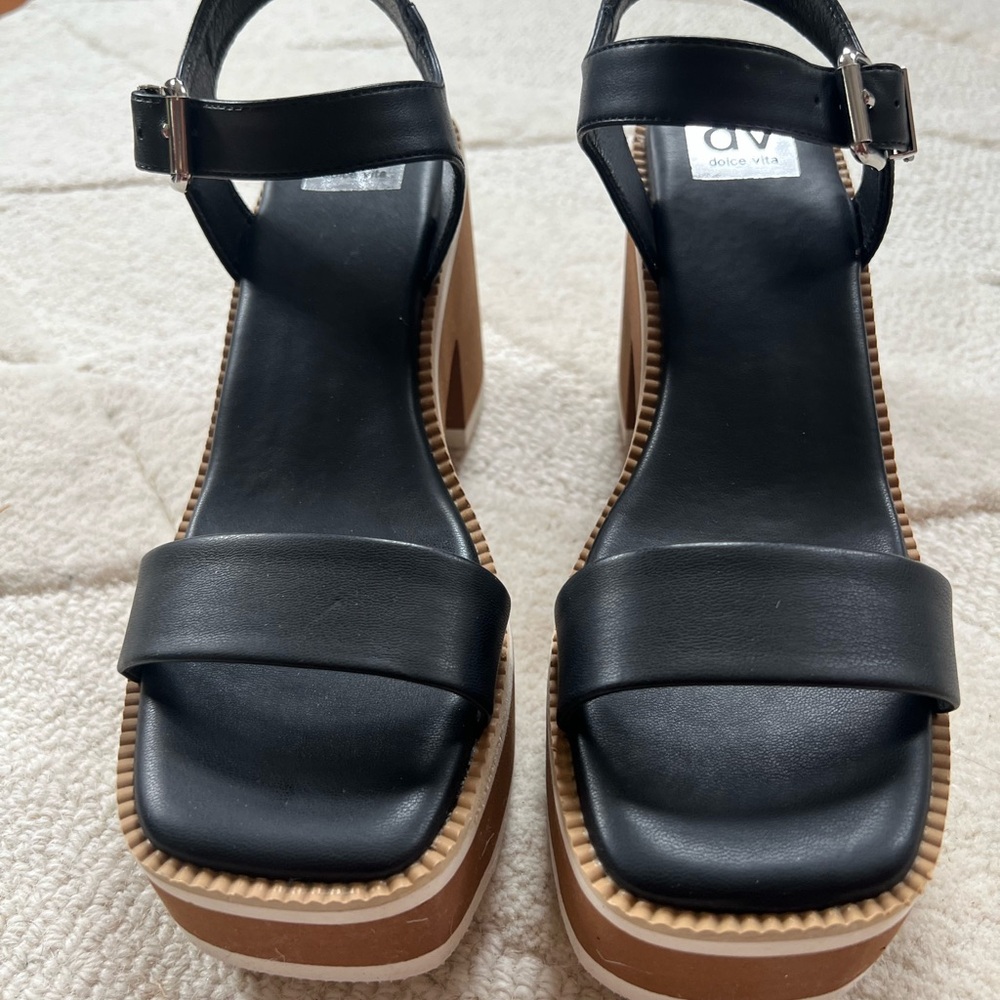 Dolce Vita Nelson Black and Brown Platform Sandals - Picture 5 of 11